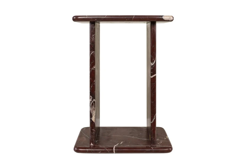 Casa Padrino Luxus Marmor Beistelltisch Weinrot 30,5 x 23 x H. 41,5 cm - Schlanker Beistelltisch aus hochwertigem Rosso Levanto Marmor - Luxus Möbel