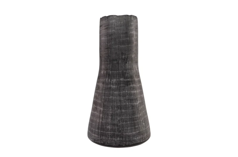 Casa Padrino Luxus Vase Grau Ø 26,5 x H. 53 cm - Hohe Deko Vase aus massivem Farbglas in dunklem Grau - Luxus Deko Accessoires