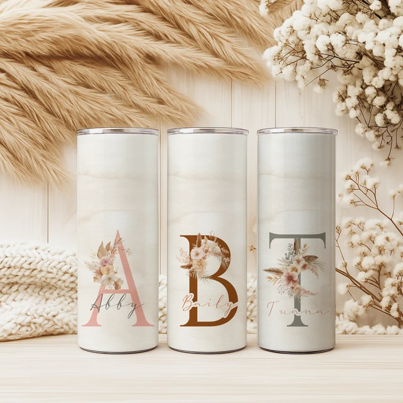 Personalisierter Edelstahl-Thermobecher 20 oz mit Namen & Initiale Thermobecher personalisiert Geschenk für Frauen Boho Kaffeebecher to go