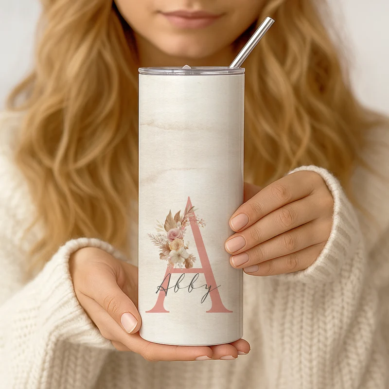 Personalisierter Edelstahl-Thermobecher 20 oz mit Namen & Initiale Thermobecher personalisiert Geschenk für Frauen Boho Kaffeebecher to go