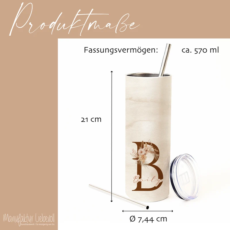 Personalisierter Edelstahl-Thermobecher 20 oz mit Namen & Initiale Thermobecher personalisiert Geschenk für Frauen Boho Kaffeebecher to go