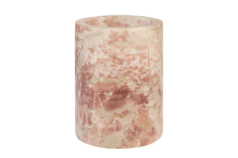 Casa Padrino Luxus Marmor Weinkühler Rosa Ø 14 x H. 18 cm - Massiver Flaschenkühler aus hochwertigem Rosalia Pink Marmor - Luxus Bar Accessoires