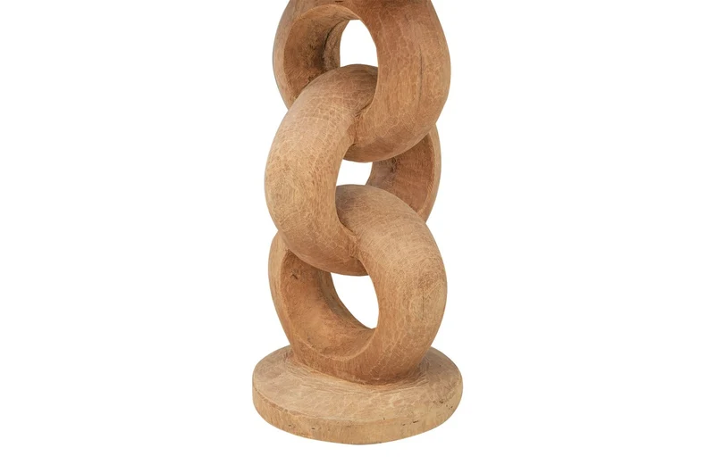 Casa Padrino Luxus Massivholz Beistelltisch Naturfarben Ø 49 x H. 64 cm - Skulpturaler Beistelltisch aus handgeschnitztem Dimb-Holz mit Kettenglied-Motiv - Luxus Möbel