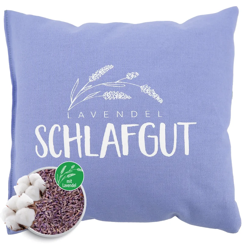Lavendelkissen 20x20cm, "Schlaf gut", Lavender Blue