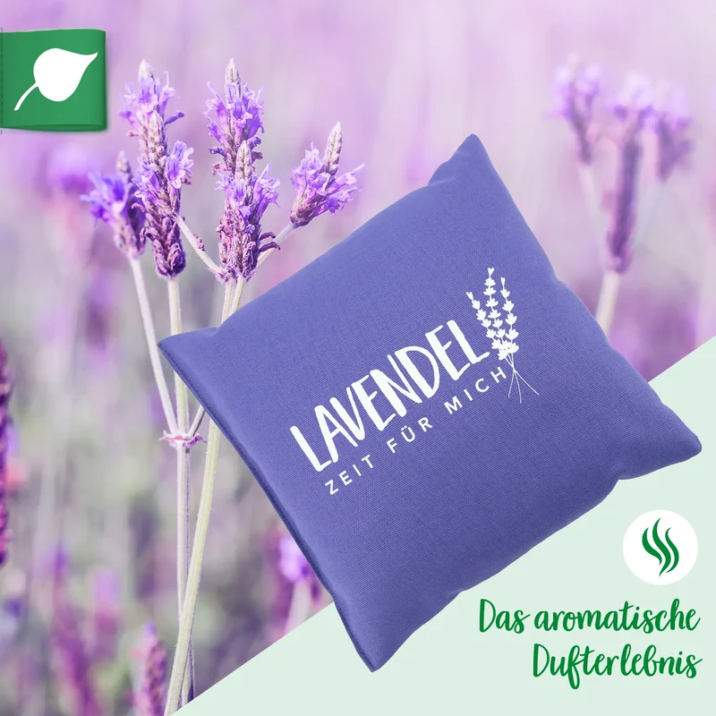 Lavendelkissen 20x20cm, "Zeit für mich", Lavender