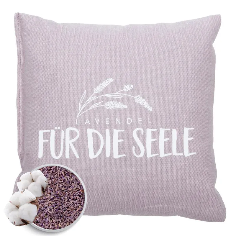 Lavendelkissen 20x20cm, "Lavendel - Für die Seele", Lilac
