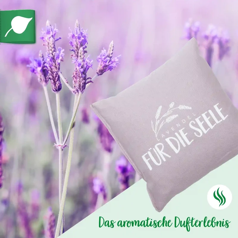Lavendelkissen 20x20cm, "Lavendel - Für die Seele", Lilac