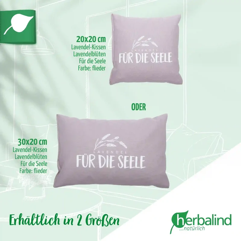 Lavendelkissen 20x20cm, "Lavendel - Für die Seele", Lilac