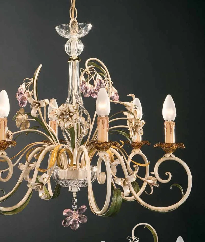 Casa Padrino Barock Kronleuchter Ø 70 x H. 55 cm 6-flammig - Handgefertigte Leuchte aus Italien - Barock Leuchten