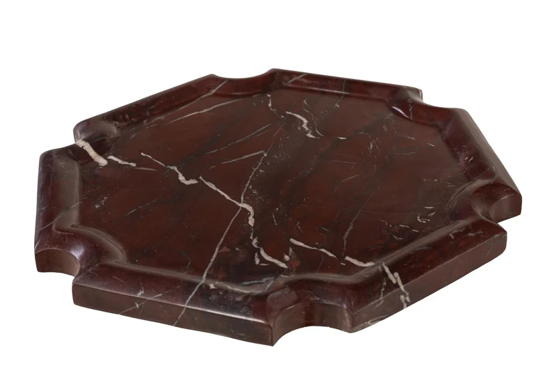 Casa Padrino Luxus Marmor Tablett Weinrot 21 x 21 x H. 2 cm - Flaches quadratisches Tablett aus hochwertigem Rosso Levanto Marmor - Luxus Deko Accessoires