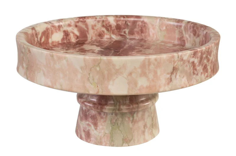 Casa Padrino Luxus Marmor Schale Rosa 30 x 30 x H. 15 cm - Weit geöffnete Schale auf rundem Fuß aus hochwertigem Rosalia Pink Marmor - Luxus Deko Accessoires