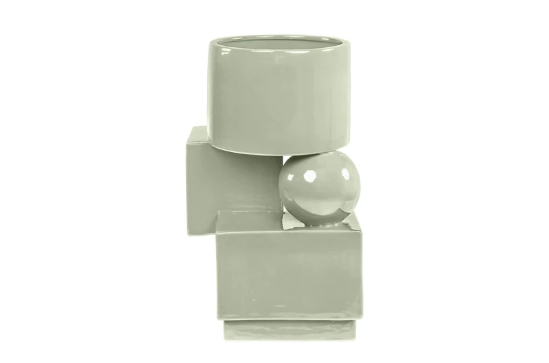 Casa Padrino Luxus Pflanzgefäß Grün 30,5 x 30 x H. 50 cm - Steingut Pflanzgefäß und Beistelltisch im Mint Green Finish - Luxus Deko Accessoires