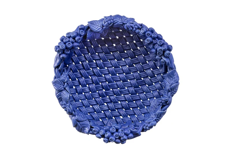 Casa Padrino Luxus Schale Blau Ø 32 x H. 10 cm - Runde Deko Schale aus hochwertiger Keramik - Luxus Deko Accessoires