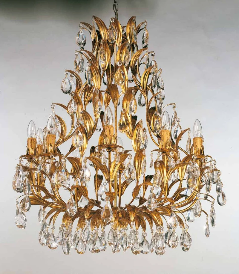 Casa Padrino Barock Kronleuchter Gold Ø 80 x H. 90 cm 10-flammig - Handgefertigte Leuchte aus Italien - Barock Leuchten