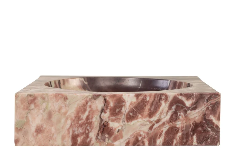 Casa Padrino Luxus Marmor Schale Rosa 28,5 x 28,5 x H. 7,5 cm - Runde Deko Schale aus hochwertigem Rosalia Pink Marmor - Luxus Deko Accessoires