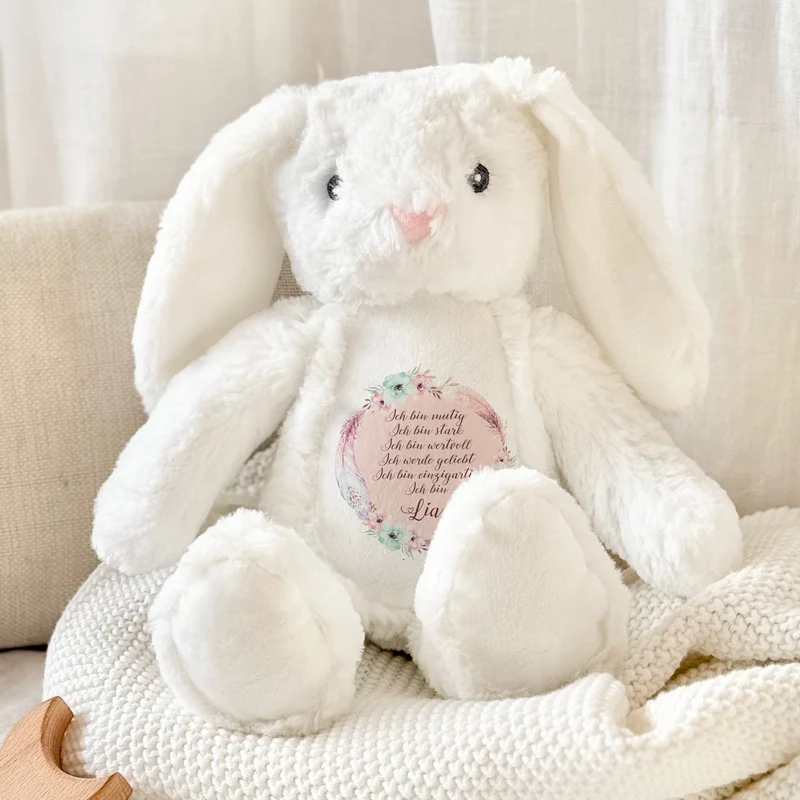Personalisiertes Plüschtier Namen Geschenk Baby Geburt Taufe Geburtstag mit Affirmation