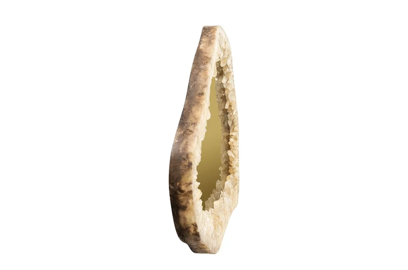 Casa Padrino Luxus Wandspiegel Gold 72 x 5 x H. 85 cm - Wandspiegel mit Rahmen aus natürlichem Quarz und goldfarben getöntem Spiegelglas - Luxus Deko Accessoires