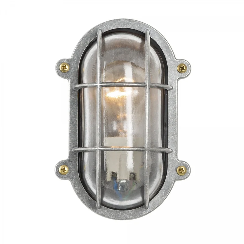 Casa Padrino Jugendstil Schiffslampe 14 x 10 x H. 21 cm - Silber - Nostalgische Wetterfeste Außenleuchte
