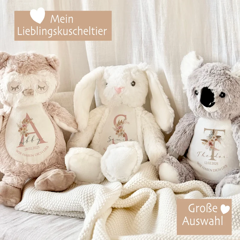Personalisiertes Plüschtier Namen Datum Spruch Baby Geschenk Geburt Taufe Geburtstag