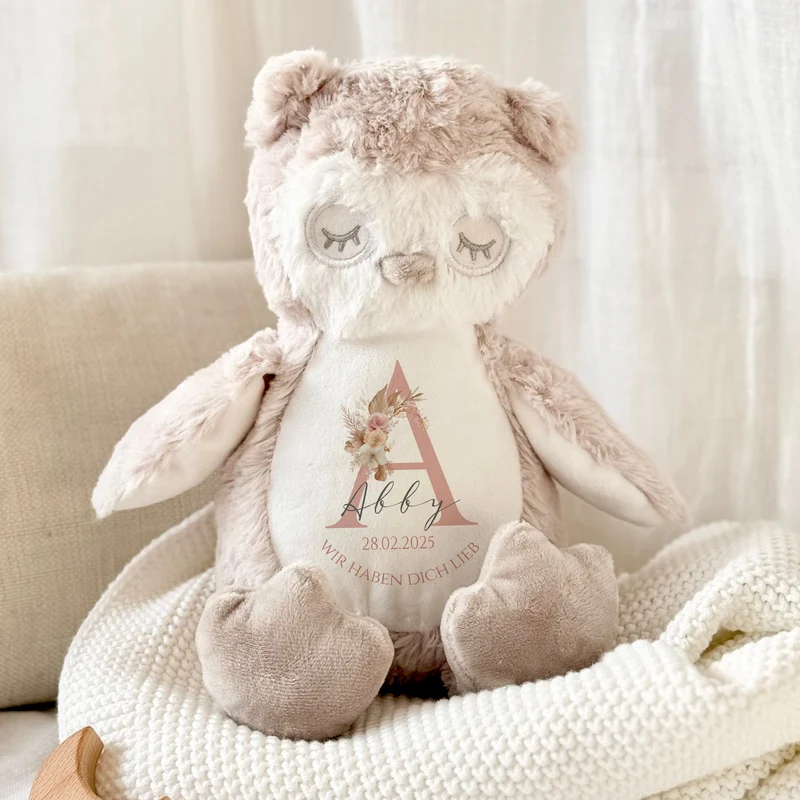 Personalisiertes Plüschtier Namen Datum Spruch Baby Geschenk Geburt Taufe Geburtstag