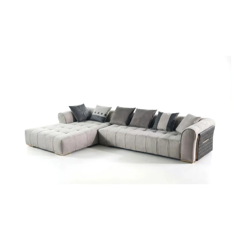 Casa Padrino Luxus Ecksofa Weiß / Grau - Hochwertige Verarbeitung - Moderne Wohnzimmer Möbel - Luxus Qualität