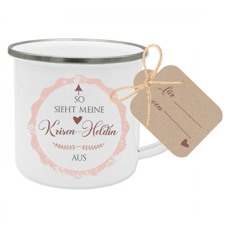 Tasse "So sieht mein Krisenheld aus" | Wertschätzendes Geschenk u. schöne Geschenkidee um sich zu Bedanken | Dankeschöngeschenk für Ihn u. Sie, Ärzte, Helfer u. Unterstützer | Tassengeschenk inkl. Geschenkanhänger | 2 Farbvarianten zur Auswahl