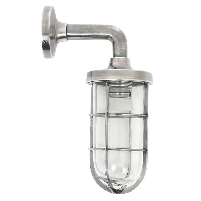 Casa Padrino Jugendstil Schiffslampe 10 x 16 x H. 29 cm - Silber - Nostalgische Wetterfeste Außenleuchte