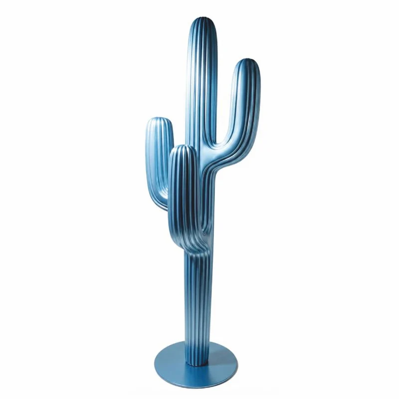 Casa Padrino XXL Deko Kaktus Blau Metallic H. 195 cm - Garderobenständer - Deko Accessoires
