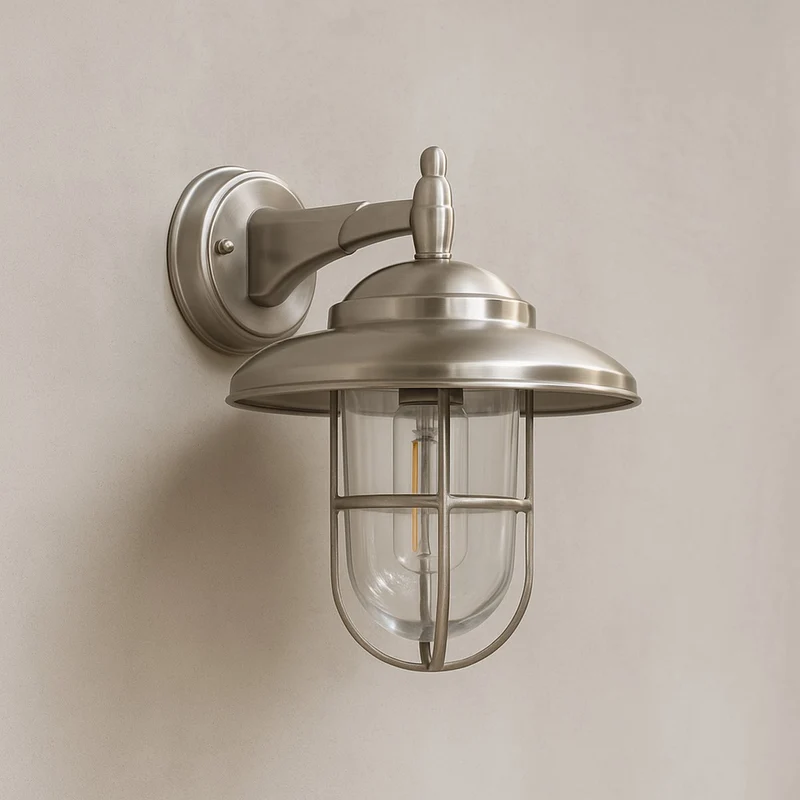 Casa Padrino Jugendstil Hofleuchte 21 x 24 x H. 28 cm - Nickel - Nostalgische Wetterfeste Außenleuchte
