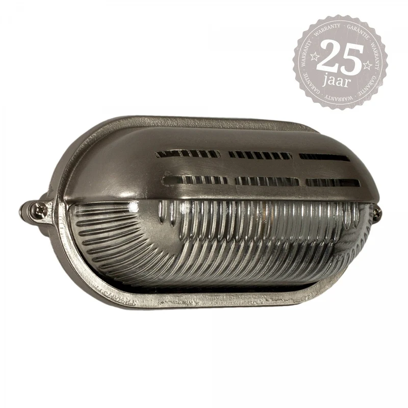 Casa Padrino Jugendstil Schiffslampe 23 x 10 x H. 12 cm - Nickel - Nostalgische Wetterfeste Außenleuchte