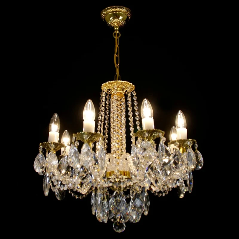 Casa Padrino Luxus Barock Kristall Kronleuchter Gold Ø 56 x H. 52 cm - Prunkvolle Messing Kronleuchter mit böhmischem Kristallglas - Barock Möbel - Edel & Prunkvoll