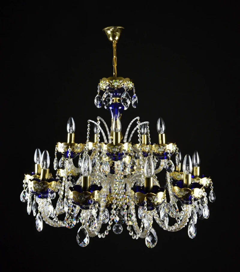 Casa Padrino Luxus Barock Kristall Kronleuchter Gold Ø 80 x H. 64 cm - Prunkvolle Messing Kronleuchter mit böhmischem Kristallglas - Barock Möbel - Edel & Prunkvoll