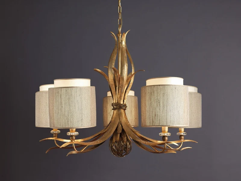 Casa Padrino Luxus Kronleuchter Antikgold Ø 120 x H. 80 cm - Handgefertigter Kronleuchter aus Edelstahl mit Blattwerk - Luxus Kollektion - Edel & Prunkvoll