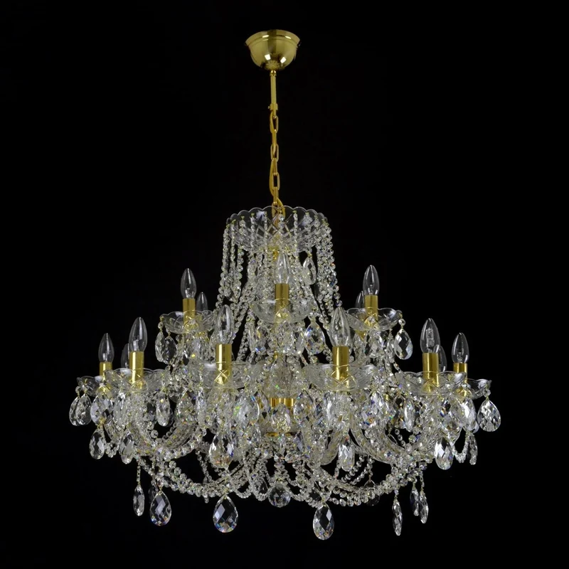 Casa Padrino Luxus Barock Kristall Kronleuchter Gold Ø 95 x H. 58 cm - Prunkvolle Messing Kronleuchter mit böhmischem Kristallglas - Barock Möbel - Edel & Prunkvoll