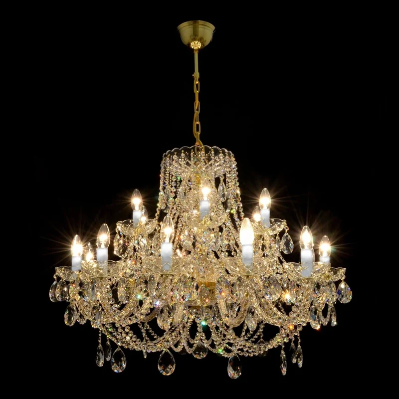 Casa Padrino Luxus Barock Kristall Kronleuchter Gold Ø 95 x H. 58 cm - Prunkvolle Messing Kronleuchter mit böhmischem Kristallglas - Barock Möbel - Edel & Prunkvoll