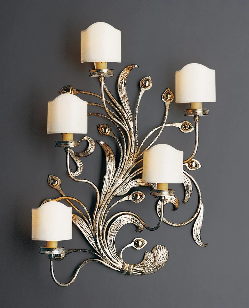 Casa Padrino Luxus Wandleuchte Gold B. 66 x H. 84 cm - Handgefertigte Wandleuchte aus Schmiedeeisen - Luxus Kollektion - Edel & Prunkvoll