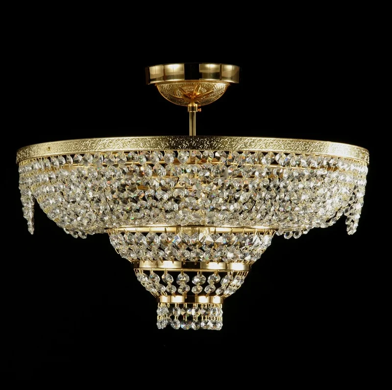 Casa Padrino Luxus Barock Kristall Kronleuchter Gold Ø 40 x H. 25 cm - Prunkvolle Messing Kronleuchter mit böhmischem Kristallglas - Barock Möbel - Edel & Prunkvoll