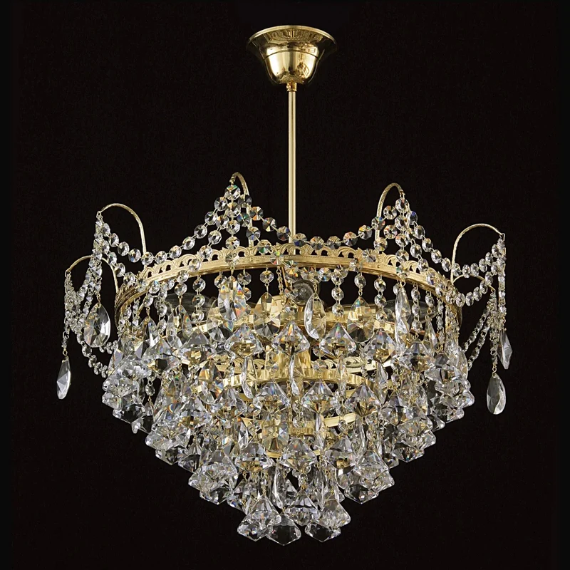 Casa Padrino Luxus Barock Kristall Kronleuchter Gold Ø 50 x H. 35 cm - Prunkvolle Messing Kronleuchter mit böhmischem Kristallglas - Barock Möbel - Edel & Prunkvoll
