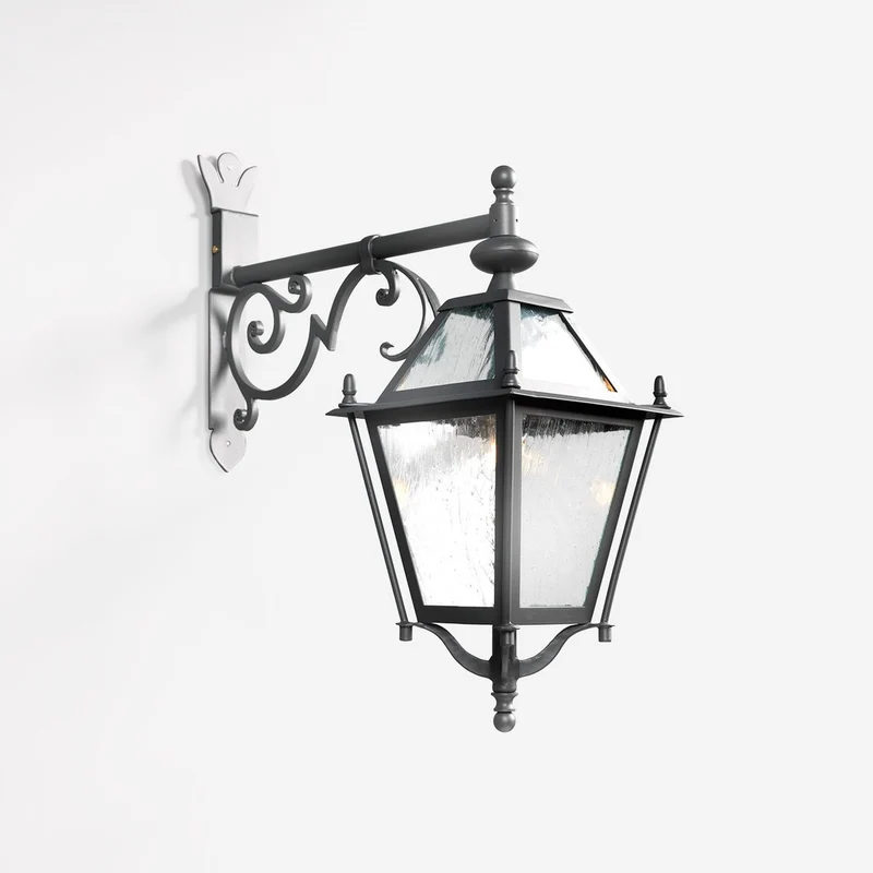 Casa Padrino Luxus Außen Laterne Grau B. 25 x H. 45 cm - Handgefertigte Laterne aus Schmiedeeisen - Luxus Kollektion - Edel & Prunkvoll