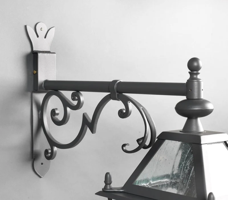 Casa Padrino Luxus Außen Laterne Grau B. 25 x H. 45 cm - Handgefertigte Laterne aus Schmiedeeisen - Luxus Kollektion - Edel & Prunkvoll