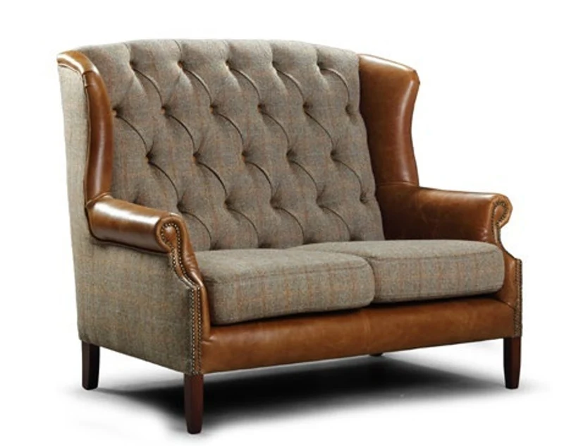 Casa Padrino Luxus Chesterfield Sessel Wing 83 x 90 x H. 105 cm - Eleganter Wohnzimmer Sessel mit Echtleder - Chesterfield Wohnzimmer Möbel