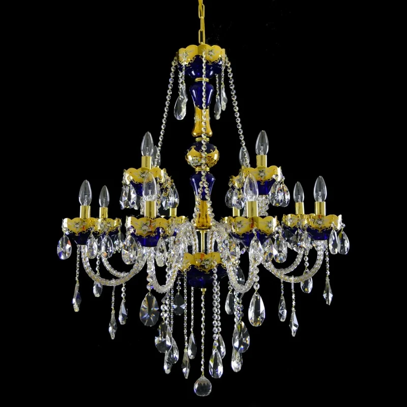 Casa Padrino Luxus Barock Kristall Kronleuchter Gold Ø 78 x H. 100 cm - Prunkvolle Messing Kronleuchter mit böhmischem Kristallglas - Barock Möbel - Edel & Prunkvoll