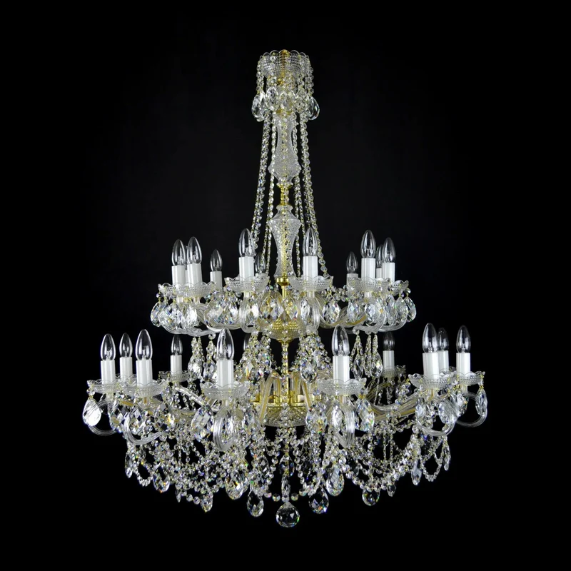 Casa Padrino Luxus Barock Kristall Kronleuchter Gold Ø 95 x H. 120 cm - Prunkvolle Messing Kronleuchter mit böhmischem Kristallglas - Barock Möbel - Edel & Prunkvoll