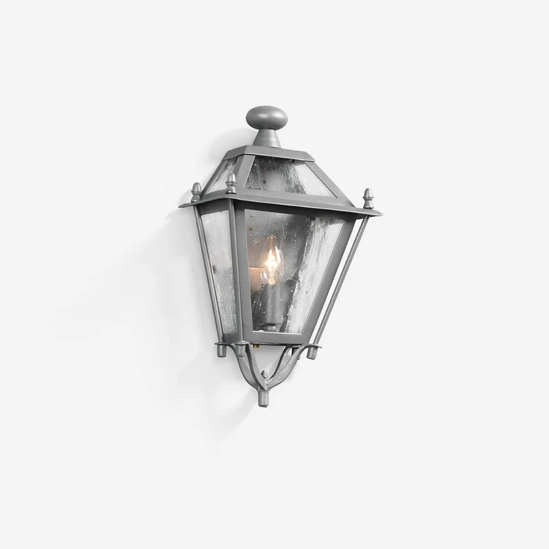 Casa Padrino Luxus Außen Laterne Grau B. 22 x H. 35 cm - Handgefertigte Laterne aus Schmiedeeisen - Luxus Kollektion - Edel & Prunkvoll