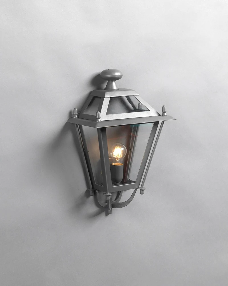 Casa Padrino Luxus Außen Laterne Grau B. 22 x H. 35 cm - Handgefertigte Laterne aus Schmiedeeisen - Luxus Kollektion - Edel & Prunkvoll