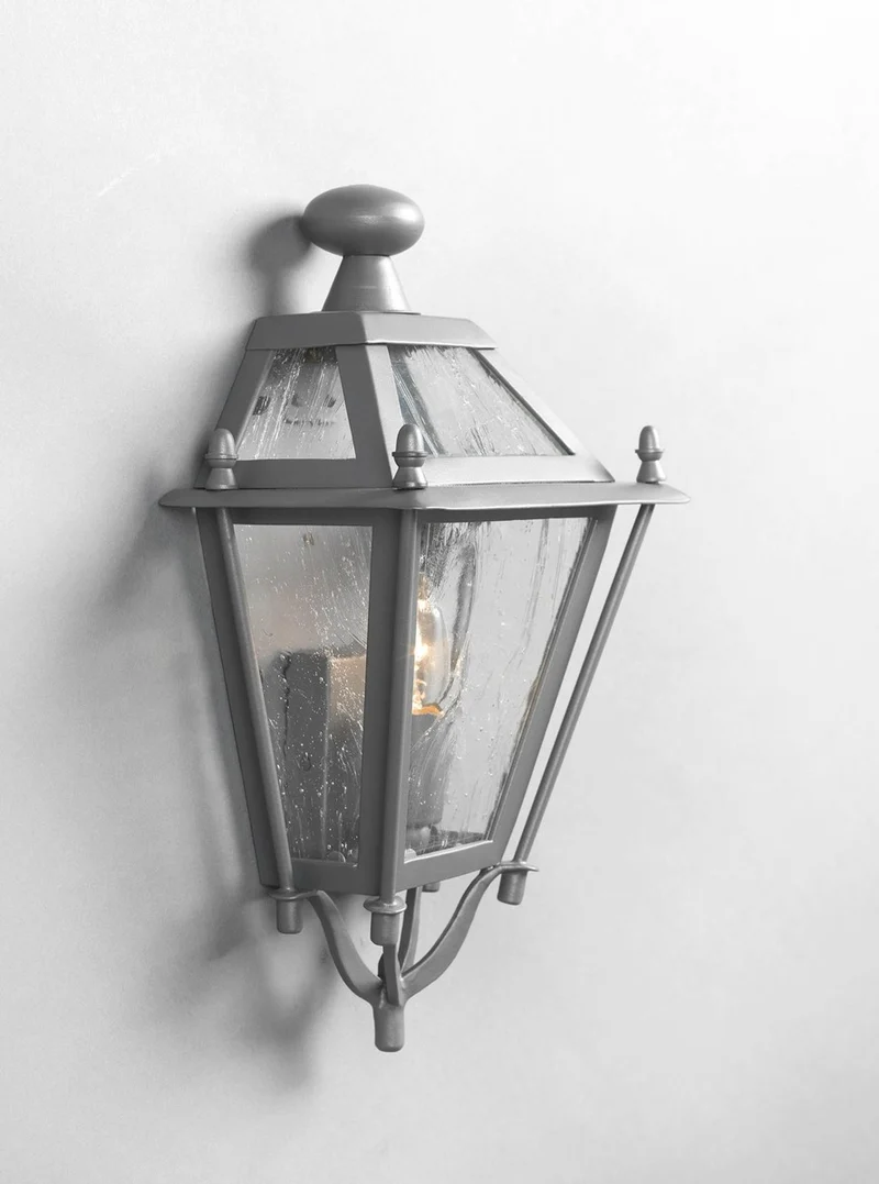Casa Padrino Luxus Außen Laterne Grau B. 22 x H. 35 cm - Handgefertigte Laterne aus Schmiedeeisen - Luxus Kollektion - Edel & Prunkvoll