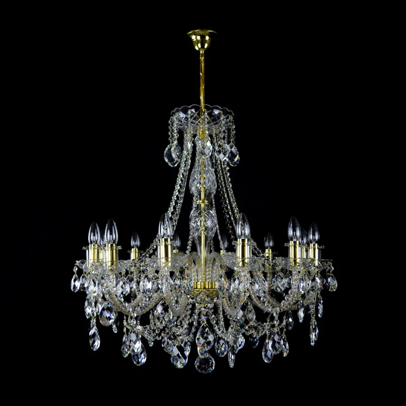 Casa Padrino Luxus Barock Kristall Kronleuchter Gold Ø 76 x H. 78 cm - Prunkvolle Messing Kronleuchter mit böhmischem Kristallglas - Barock Möbel - Edel & Prunkvoll