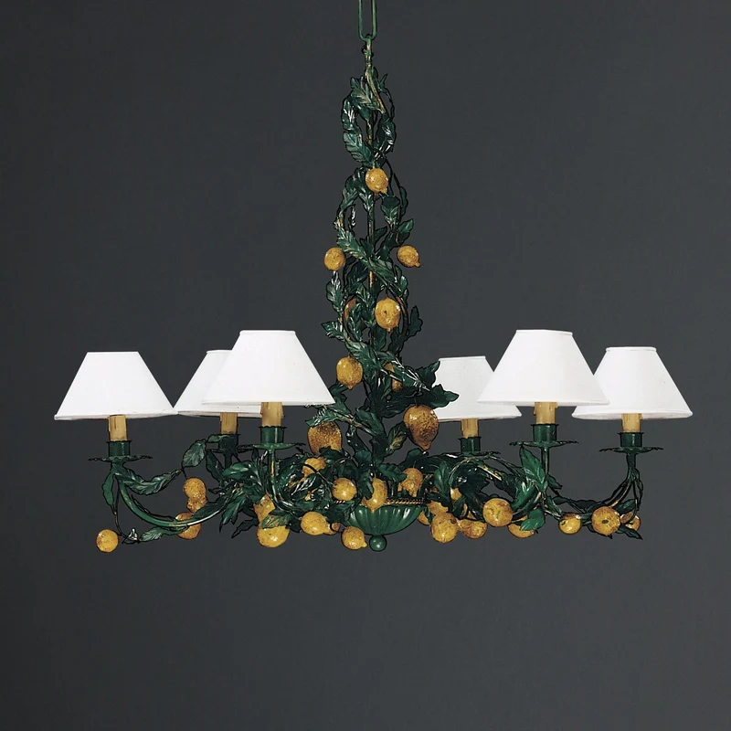 Casa Padrino Luxus Kronleuchter Grün Ø 76 x H. 68 cm - Handgefertigter Kronleuchter aus Schmiedeeisen mit Blattwerk - Luxus Kollektion - Edel & Prunkvoll