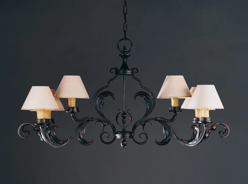 Casa Padrino Luxus Kronleuchter Rostbraun B. 110 x H. 56 cm - Handgefertigter Kronleuchter aus Schmiedeeisen mit Blattwerk - Luxus Kollektion - Edel & Prunkvoll