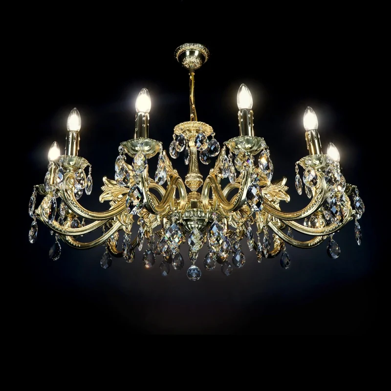 Casa Padrino Luxus Barock Kristall Kronleuchter Gold Ø 76 x H. 47 cm - Prunkvolle Messing Kronleuchter mit böhmischem Kristallglas - Barock Möbel - Edel & Prunkvoll